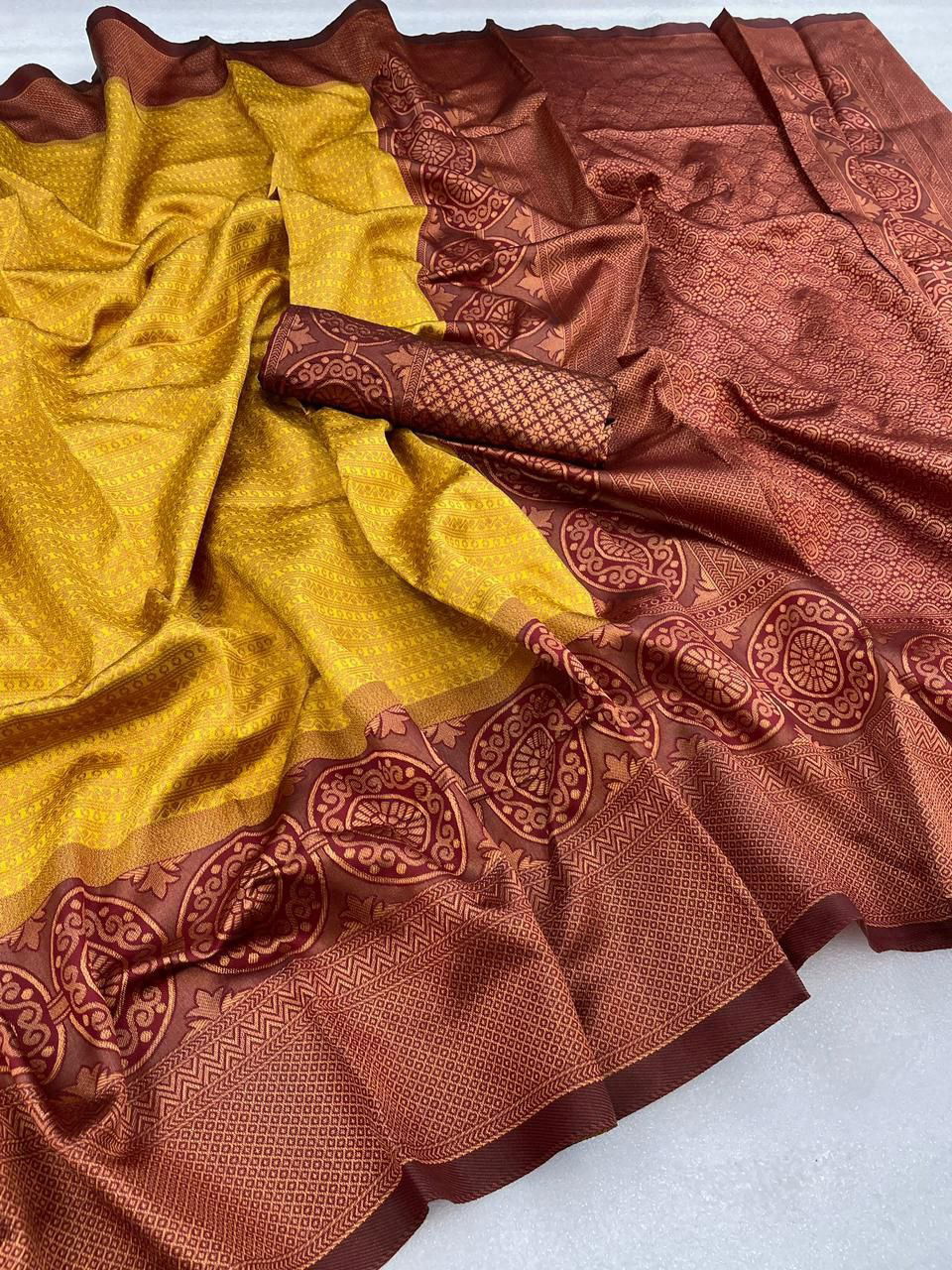 Kajal Yellow By DDF Banarasi Silk Sarees Catalog